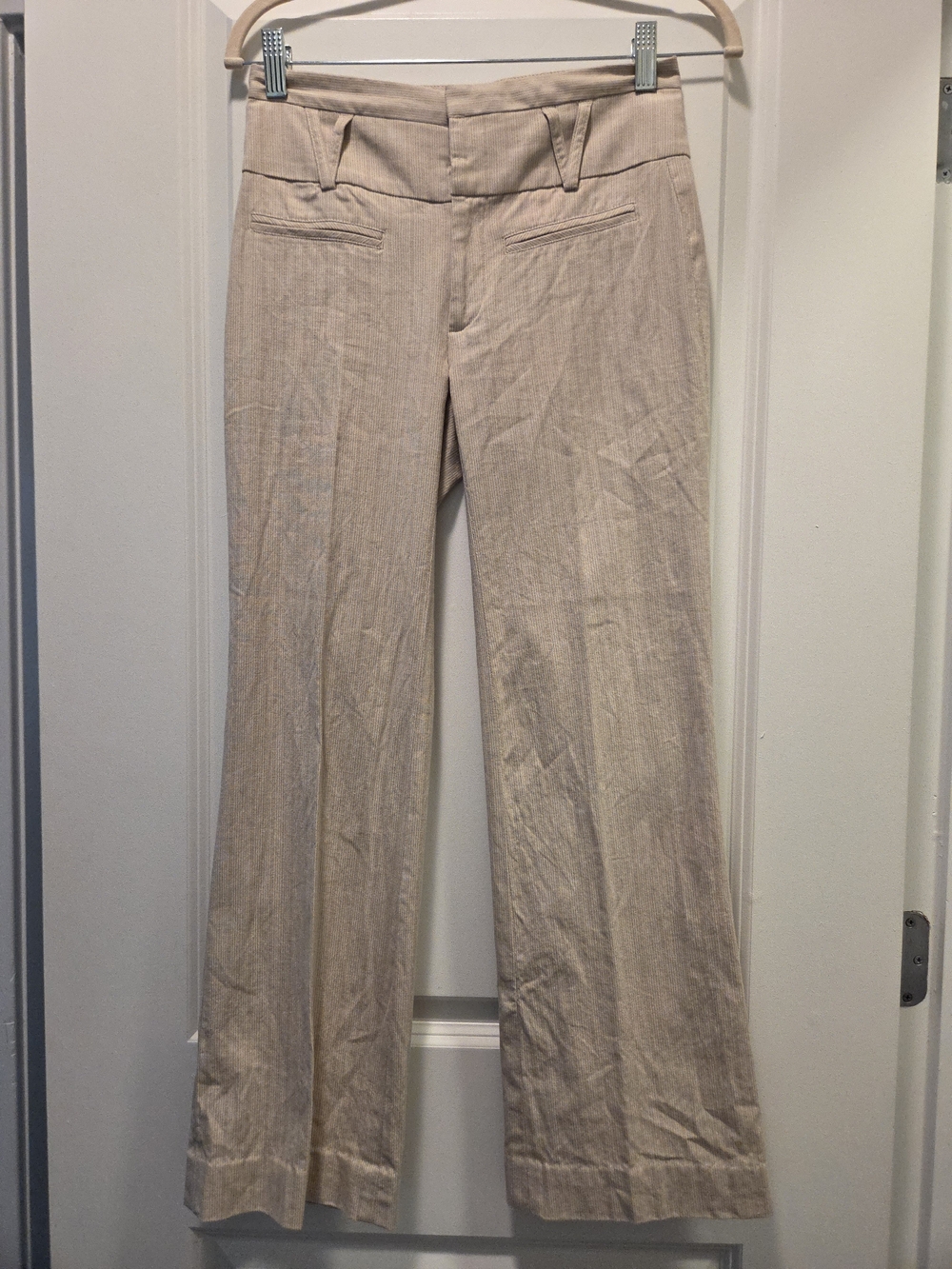 Elevenses Anthropologie Beige Pinstripe Trouser Pants Size 0